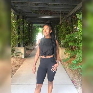 Black bike short set